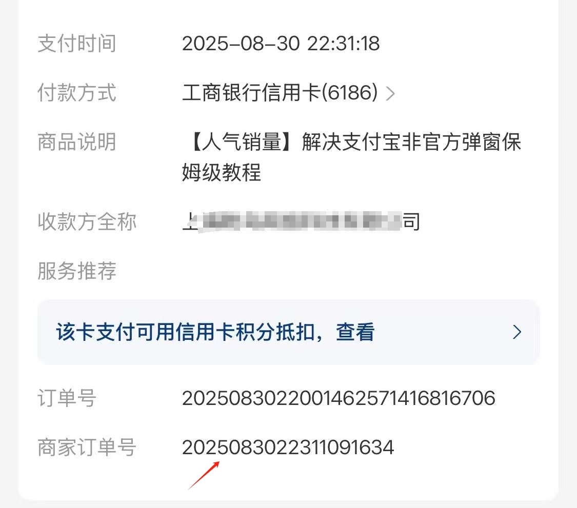 支付宝商户订单号示例位置